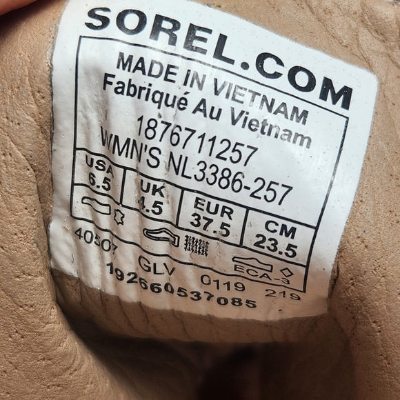 SOREL Women's Cate Lace Up Bootie Size 6.5 Beige Suede Combat Leather Shoes - Picture 9 of 11